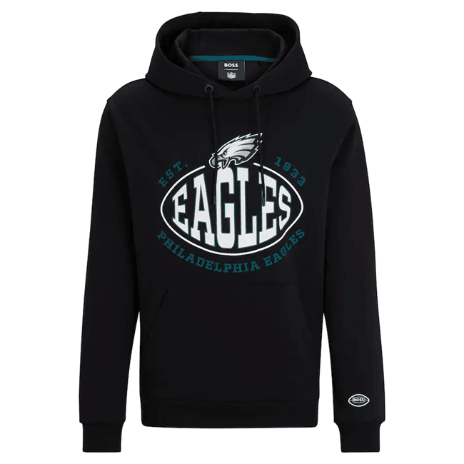 Men's Black Philadelphia Eagles BOSS X Touchback Pullover Hoodie